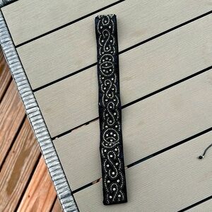 Ann Taylor beaded stretch belt on black satin with Rhinestones.